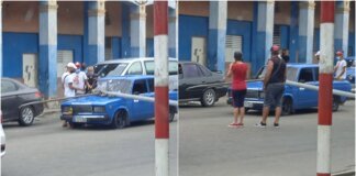 Poste cae encima de un auto en La Habana
