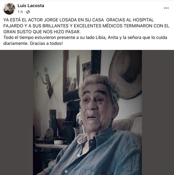 El actor cubano Jorge Losada ya se encuentra en su casa 6