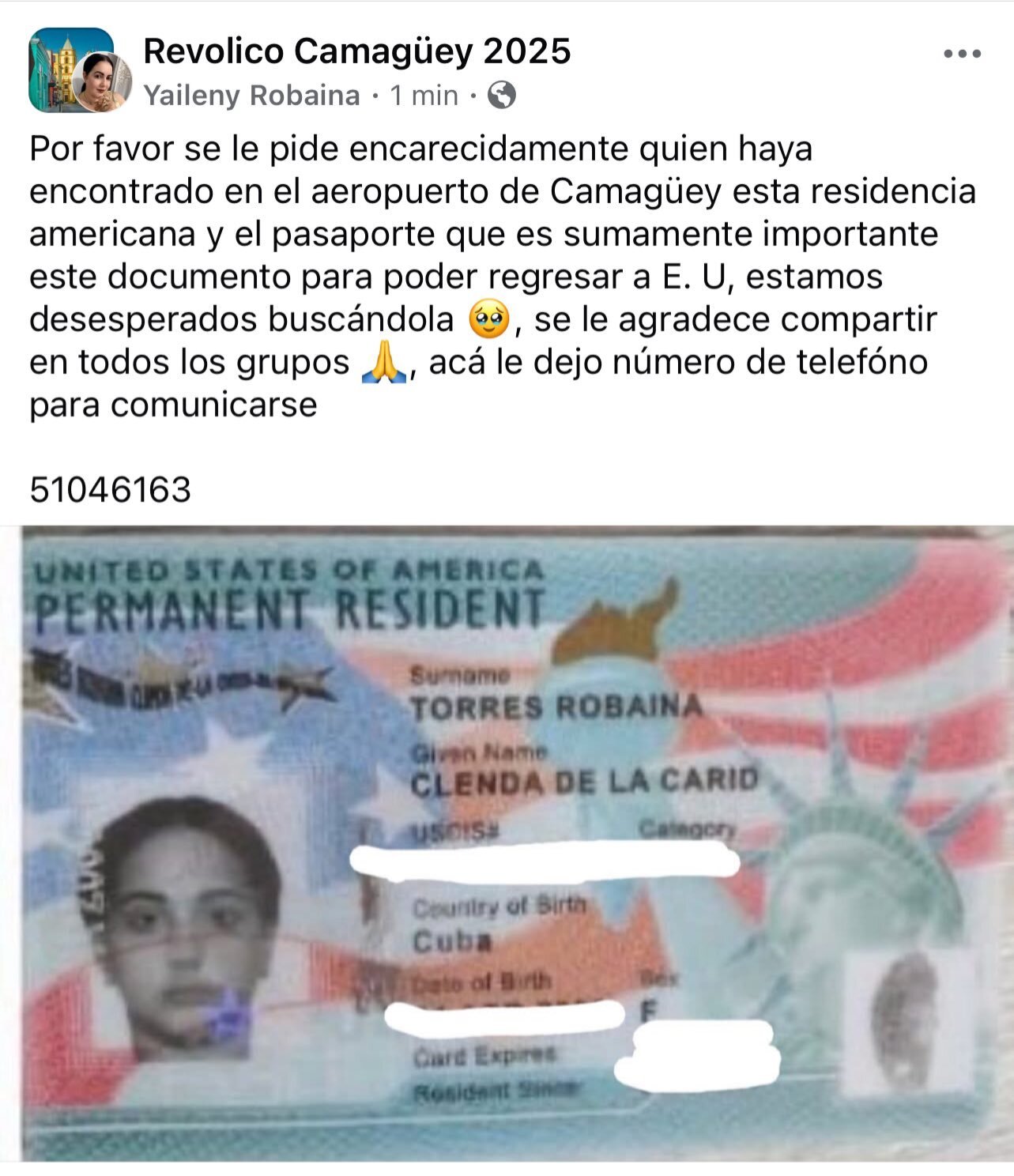 Exigen 5 mil dólares a joven para devolverle su Green Card robada en Camagüey 5