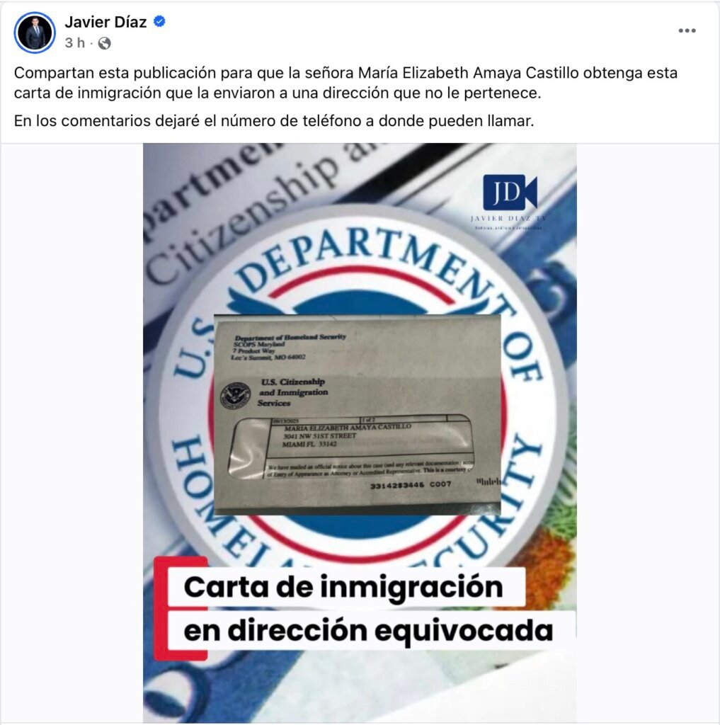 Piden localizar a dueña de carta de inmigración enviada a dirección equivocada 67
