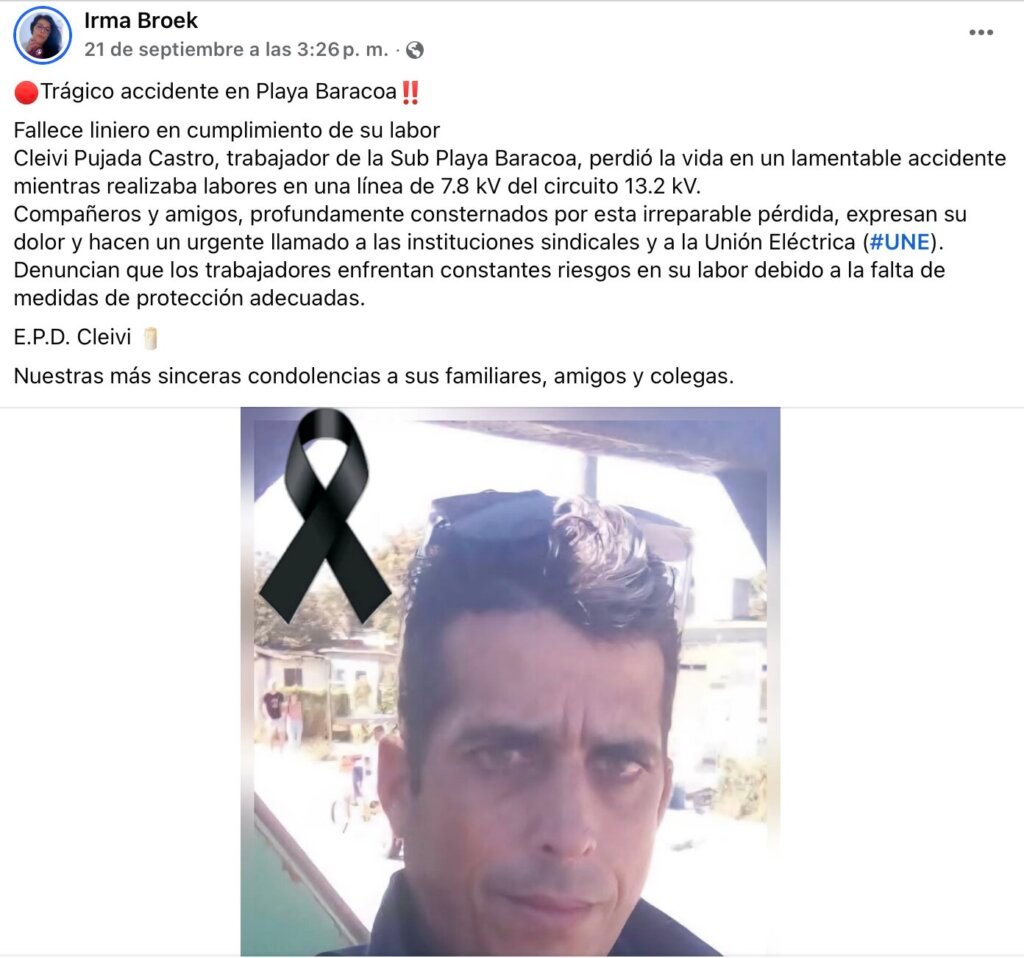Fallece liniero en accidente laboral en Playa Baracoa 60