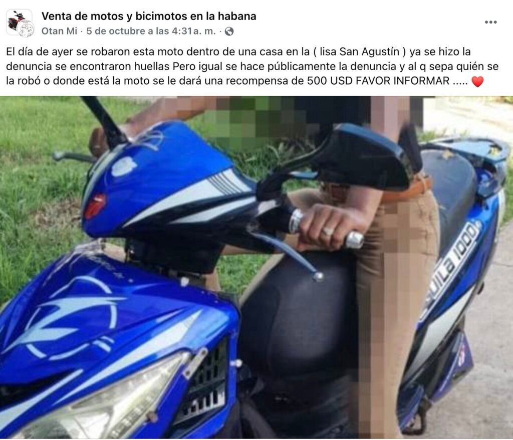 Cubano denuncia robo de su moto en La Habana y ofrece 500 USD de recompensa 8
