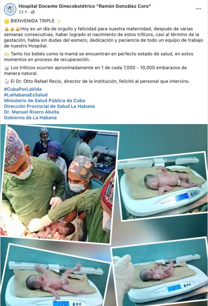 Nacen trillizos en hospital de La Habana 2 Nacen trillizos en hospital de La Habana 2