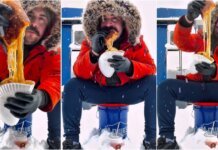 Cubano disfruta una rica pizza cubana bajo la nieve en Colorado: “¡Espectacular!”